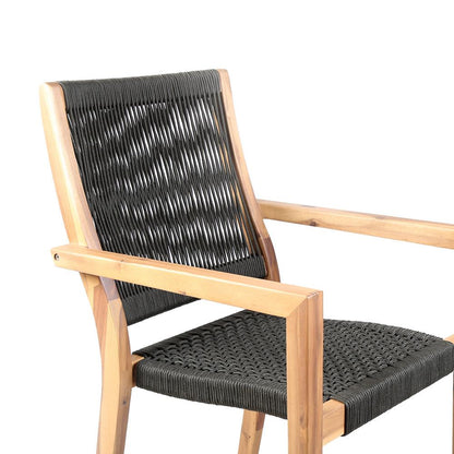 Armen Living - Madsen Outdoor Eucalyptus Wood and Charcoal Rope Dining Chairs with Teak Finish (Set of 2) - LCMASICHTK veiw 5