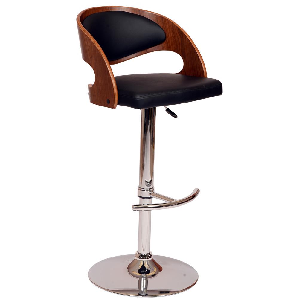 Armen Living - Malibu Swivel Barstool In Black PU/ Walnut Veneer and Chrome Base - LCMASWBABLWA veiw 1