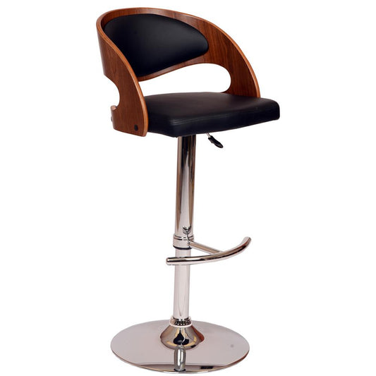 Armen Living - Malibu Swivel Barstool In Black PU/ Walnut Veneer and Chrome Base - LCMASWBABLWA veiw 1