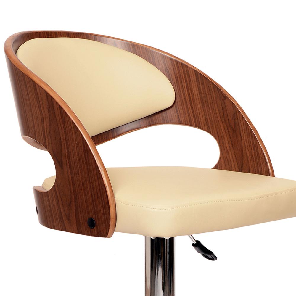 Armen Living - Malibu Swivel Barstool In Cream PU/ Walnut Veneer and Chrome Base - LCMASWBACRWA veiw 2