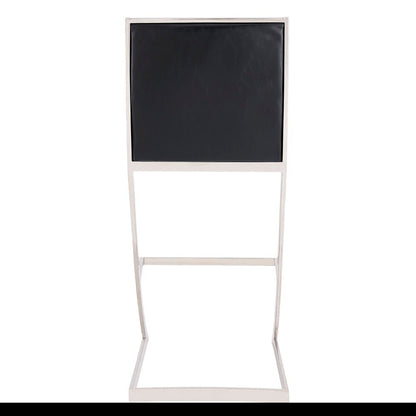Armen Living - Marc 30in Vintage Black Faux Leather and Brushed Stainless Steel Bar Stool - LCMRBABSVB30 veiw 4