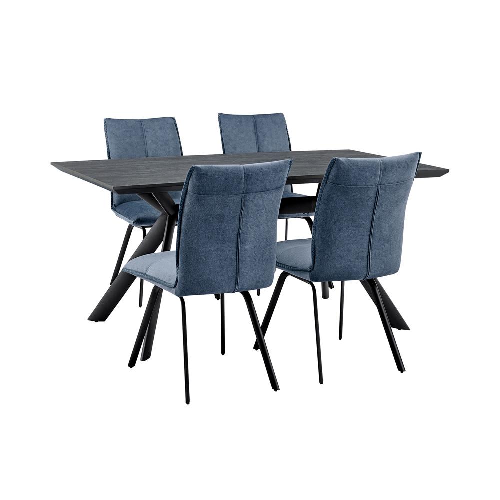 Armen Living - Margot and Blue Rylee 5 Piece Modern Rectangular Dining Set - SETMNDI5RYBLU veiw 1