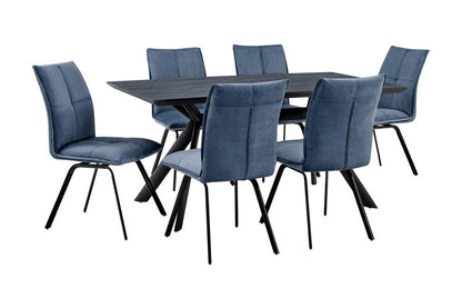 Armen Living - Margot and Blue Rylee 7 Piece Modern Rectangular Dining Set - SETMNDI7RYBLU veiw 1