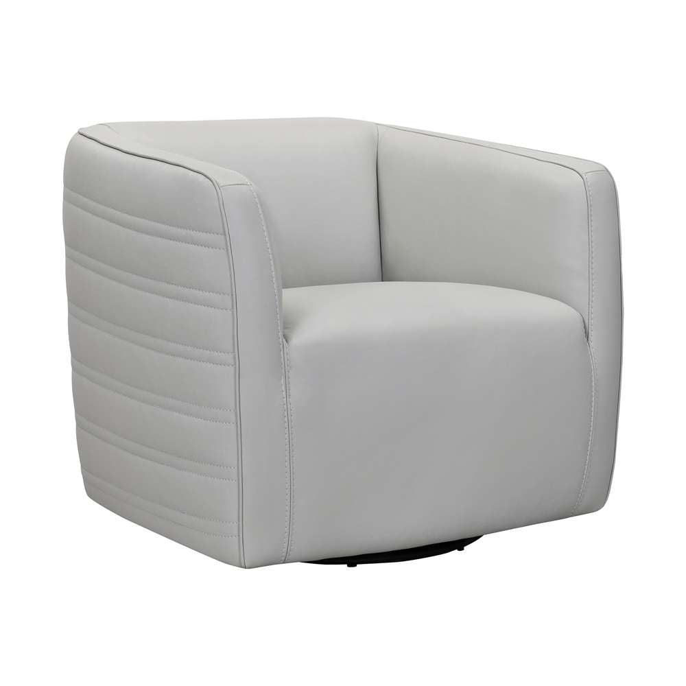 Armen Living - Melanie Swivel Dove Gray Genuine Leather Barrel Chair - LCMECHDV veiw 1