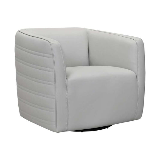 Armen Living - Melanie Swivel Dove Gray Genuine Leather Barrel Chair - LCMECHDV veiw 1