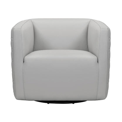 Armen Living - Melanie Swivel Dove Gray Genuine Leather Barrel Chair - LCMECHDV veiw 2