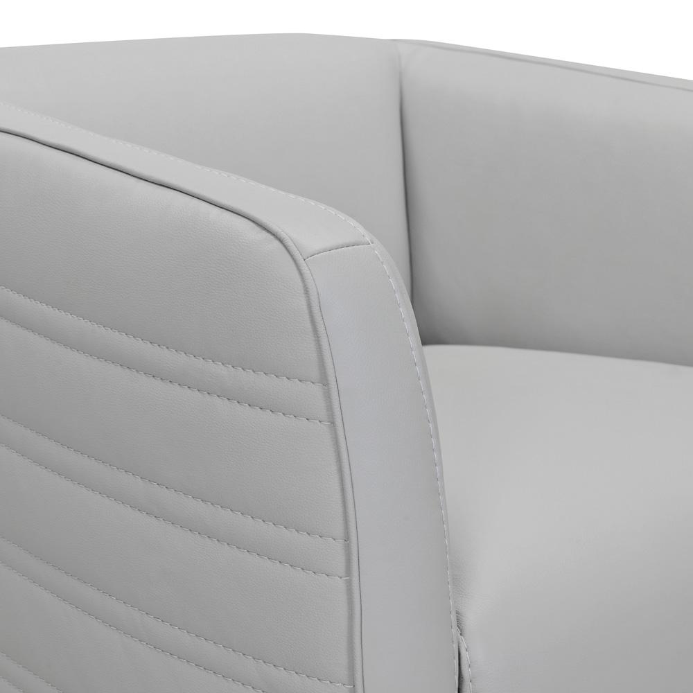 Armen Living - Melanie Swivel Dove Gray Genuine Leather Barrel Chair - LCMECHDV veiw 4