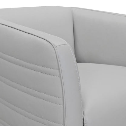 Armen Living - Melanie Swivel Dove Gray Genuine Leather Barrel Chair - LCMECHDV veiw 4