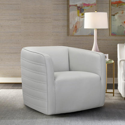 Armen Living - Melanie Swivel Dove Gray Genuine Leather Barrel Chair - LCMECHDV veiw 7