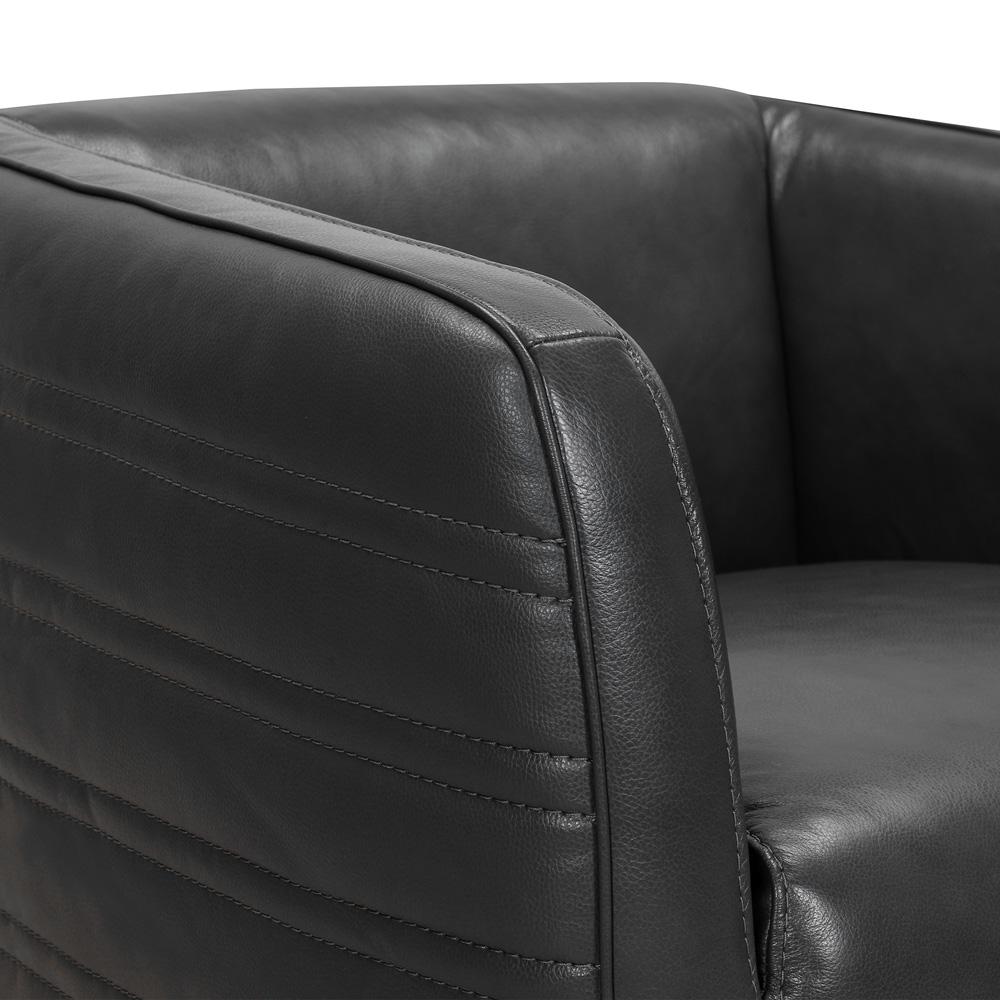 Armen Living - Melanie Swivel Pewter Genuine Leather Barrel Chair - LCMECHPW veiw 4