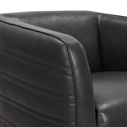 Armen Living - Melanie Swivel Pewter Genuine Leather Barrel Chair - LCMECHPW veiw 4