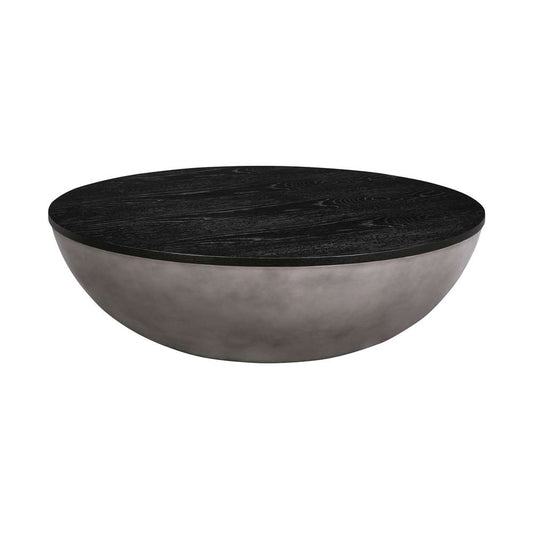 Armen Living - Melody Round Coffee Table in Concrete and Black Brushed Oak - LCMFCOCCBL veiw 1