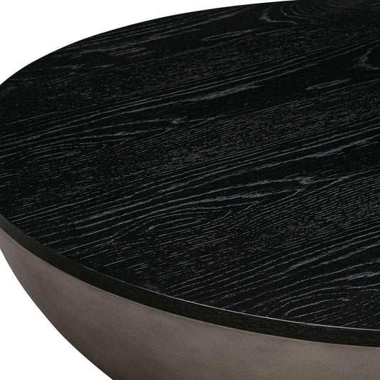 Armen Living - Melody Round Coffee Table in Concrete and Black Brushed Oak - LCMFCOCCBL veiw 2