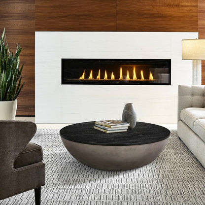 Armen Living - Melody Round Coffee Table in Concrete and Black Brushed Oak - LCMFCOCCBL veiw 7