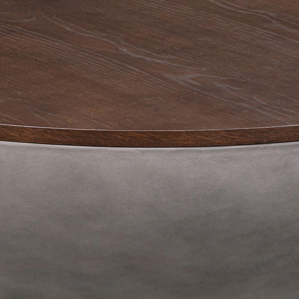 Armen Living - Melody Round Coffee Table in Concrete and Brown Brushed Oak - LCMFCOCCBR veiw 6