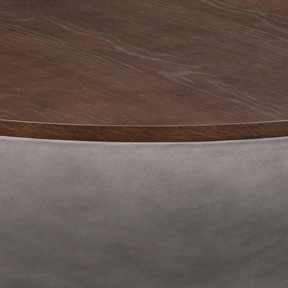 Armen Living - Melody Round Coffee Table in Concrete and Brown Brushed Oak - LCMFCOCCBR veiw 6