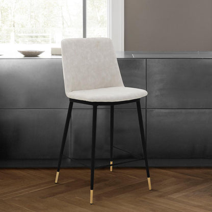 Armen Living - Messina 26in Cream Faux Leather and Metal Counter Height Bar Stool - LCMSBABLCRM26 veiw 6