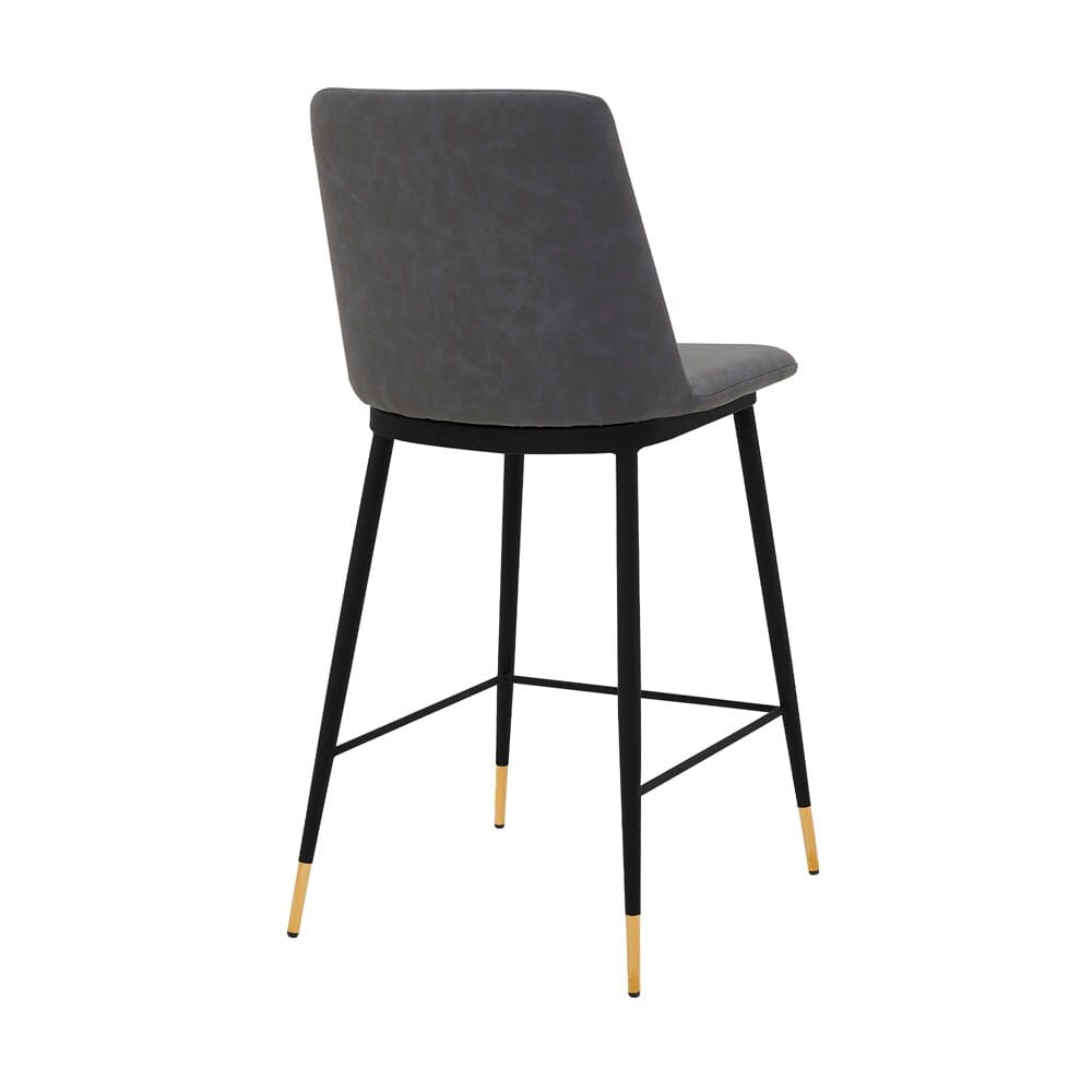 Armen Living - Messina 26in Gray Faux Leather and Metal Counter Height Bar Stool - LCMSBABLGRY26 veiw 2
