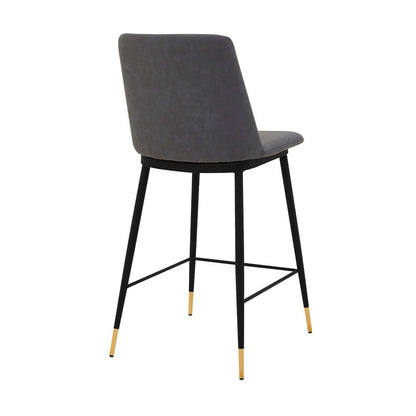 Armen Living - Messina 26in Gray Faux Leather and Metal Counter Height Bar Stool - LCMSBABLGRY26 veiw 2
