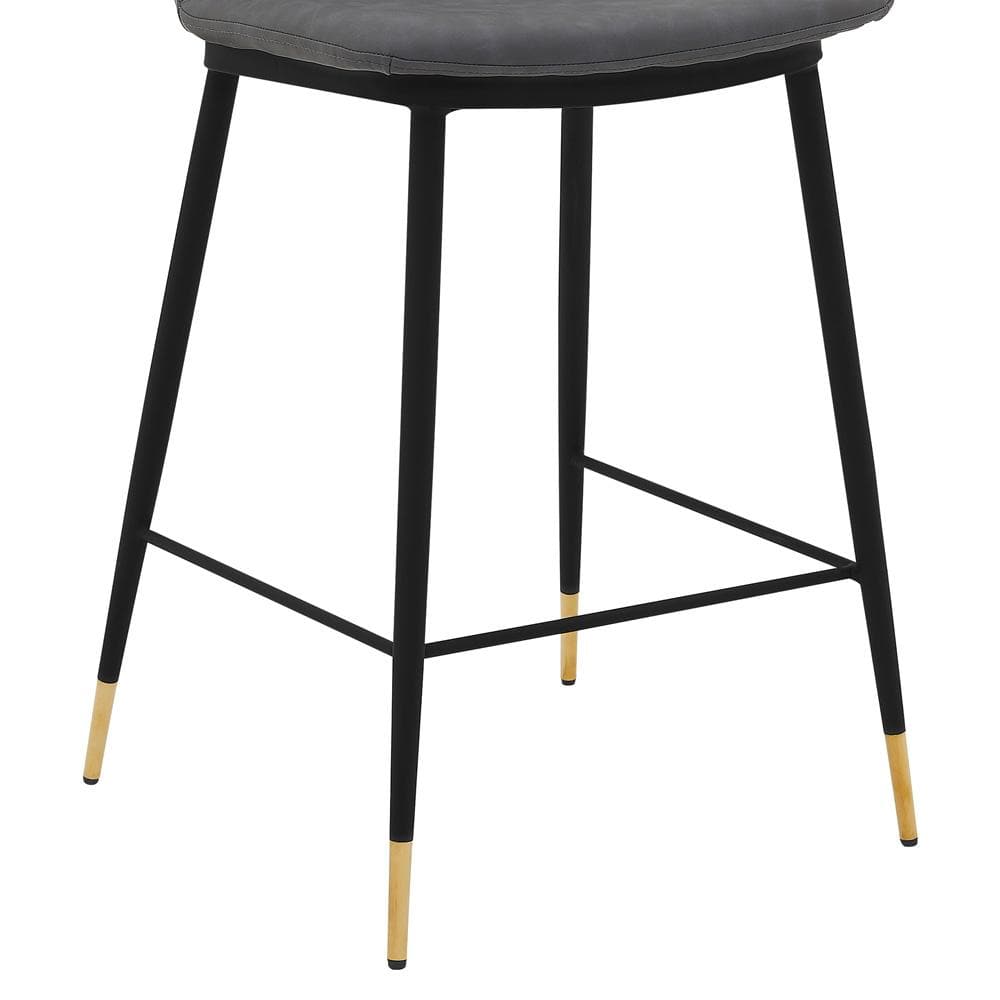 Armen Living - Messina 26in Gray Faux Leather and Metal Counter Height Bar Stool - LCMSBABLGRY26 veiw 5