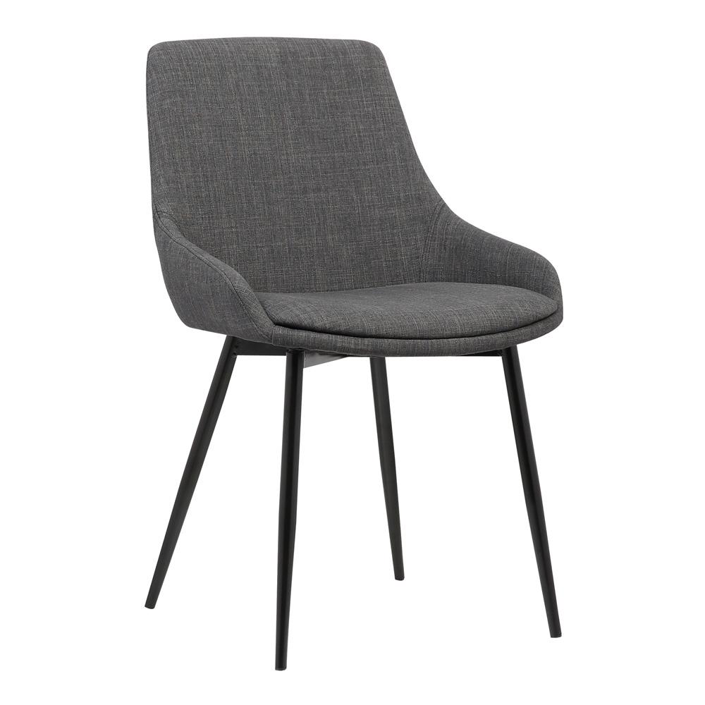 Armen Living - Mia Contemporary Dining Chair in Charcoal Fabric with Black Powder Coated Metal Legs - LCMICHCH veiw 1
