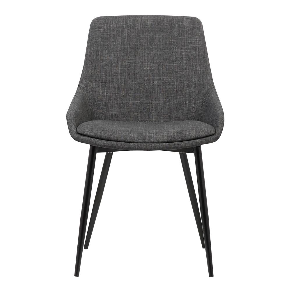 Armen Living - Mia Contemporary Dining Chair in Charcoal Fabric with Black Powder Coated Metal Legs - LCMICHCH veiw 2