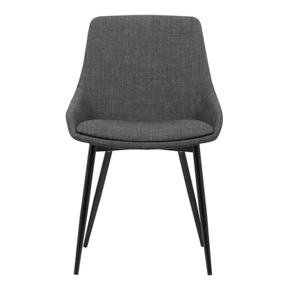 Armen Living - Mia Contemporary Dining Chair in Charcoal Fabric with Black Powder Coated Metal Legs - LCMICHCH veiw 2
