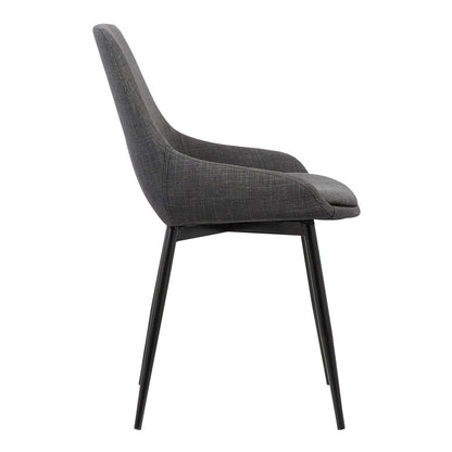 Armen Living - Mia Contemporary Dining Chair in Charcoal Fabric with Black Powder Coated Metal Legs - LCMICHCH veiw 3