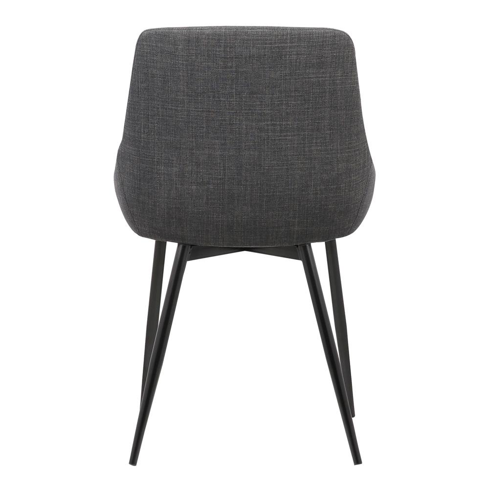 Armen Living - Mia Contemporary Dining Chair in Charcoal Fabric with Black Powder Coated Metal Legs - LCMICHCH veiw 4