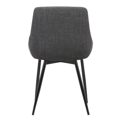 Armen Living - Mia Contemporary Dining Chair in Charcoal Fabric with Black Powder Coated Metal Legs - LCMICHCH veiw 4