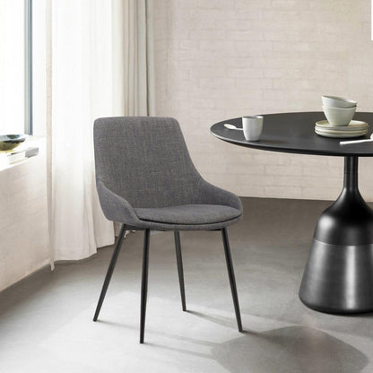 Armen Living - Mia Contemporary Dining Chair in Charcoal Fabric with Black Powder Coated Metal Legs - LCMICHCH veiw 8
