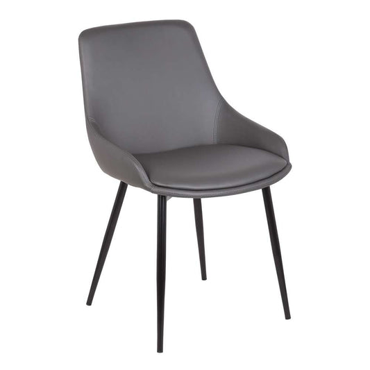Armen Living - Mia Contemporary Dining Chair in Gray Faux Leather with Black Powder Coated Metal Legs - LCMICHGREY veiw 1