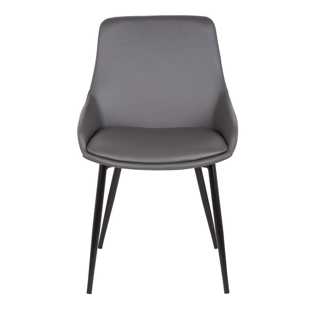 Armen Living - Mia Contemporary Dining Chair in Gray Faux Leather with Black Powder Coated Metal Legs - LCMICHGREY veiw 2