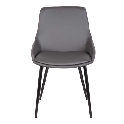 Armen Living - Mia Contemporary Dining Chair in Gray Faux Leather with Black Powder Coated Metal Legs - LCMICHGREY veiw 2