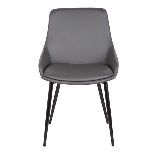 Armen Living - Mia Contemporary Dining Chair in Gray Faux Leather with Black Powder Coated Metal Legs - LCMICHGREY veiw 2