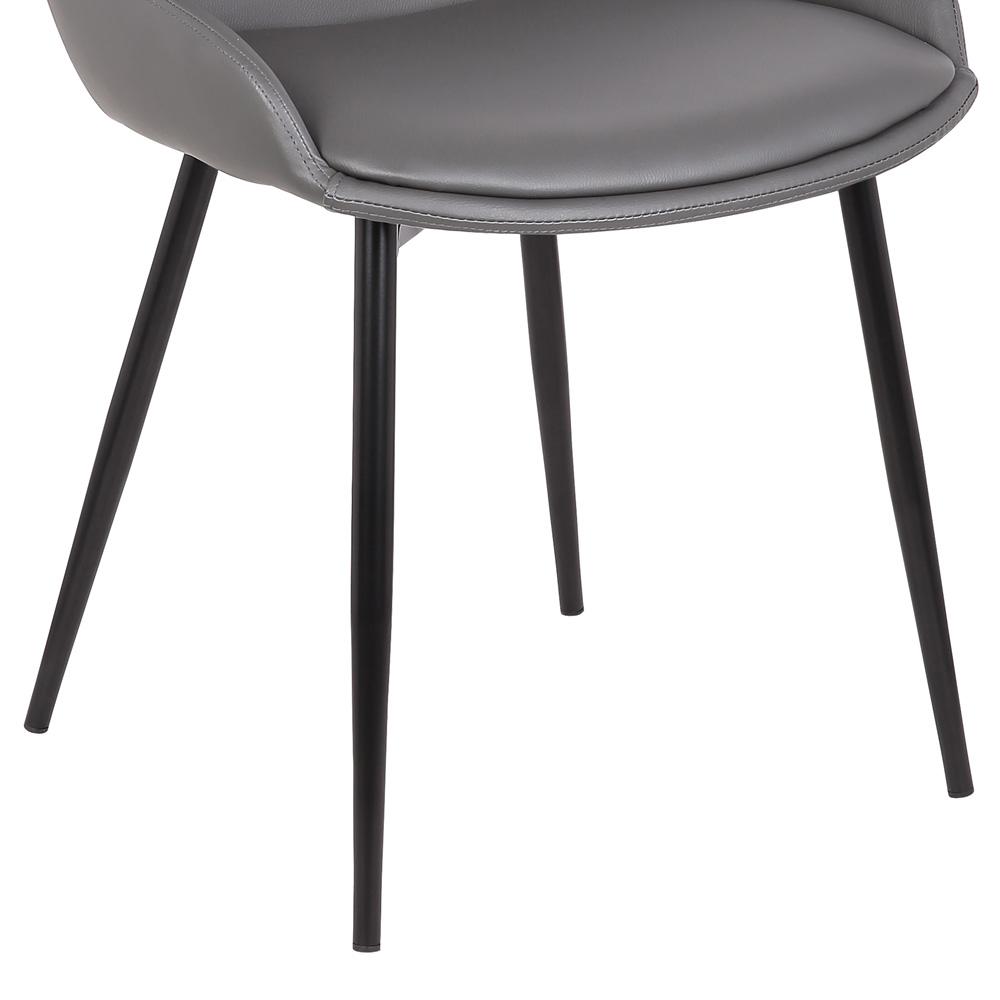 Armen Living - Mia Contemporary Dining Chair in Gray Faux Leather with Black Powder Coated Metal Legs - LCMICHGREY veiw 4