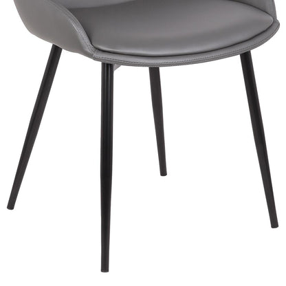 Armen Living - Mia Contemporary Dining Chair in Gray Faux Leather with Black Powder Coated Metal Legs - LCMICHGREY veiw 4