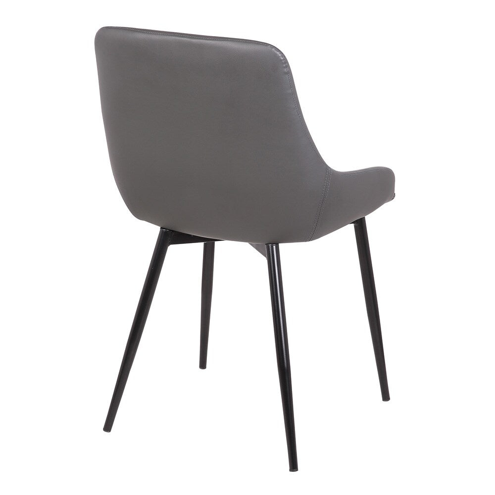 Armen Living - Mia Contemporary Dining Chair in Gray Faux Leather with Black Powder Coated Metal Legs - LCMICHGREY veiw 6