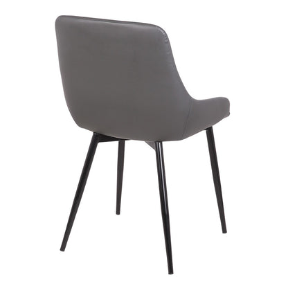 Armen Living - Mia Contemporary Dining Chair in Gray Faux Leather with Black Powder Coated Metal Legs - LCMICHGREY veiw 6