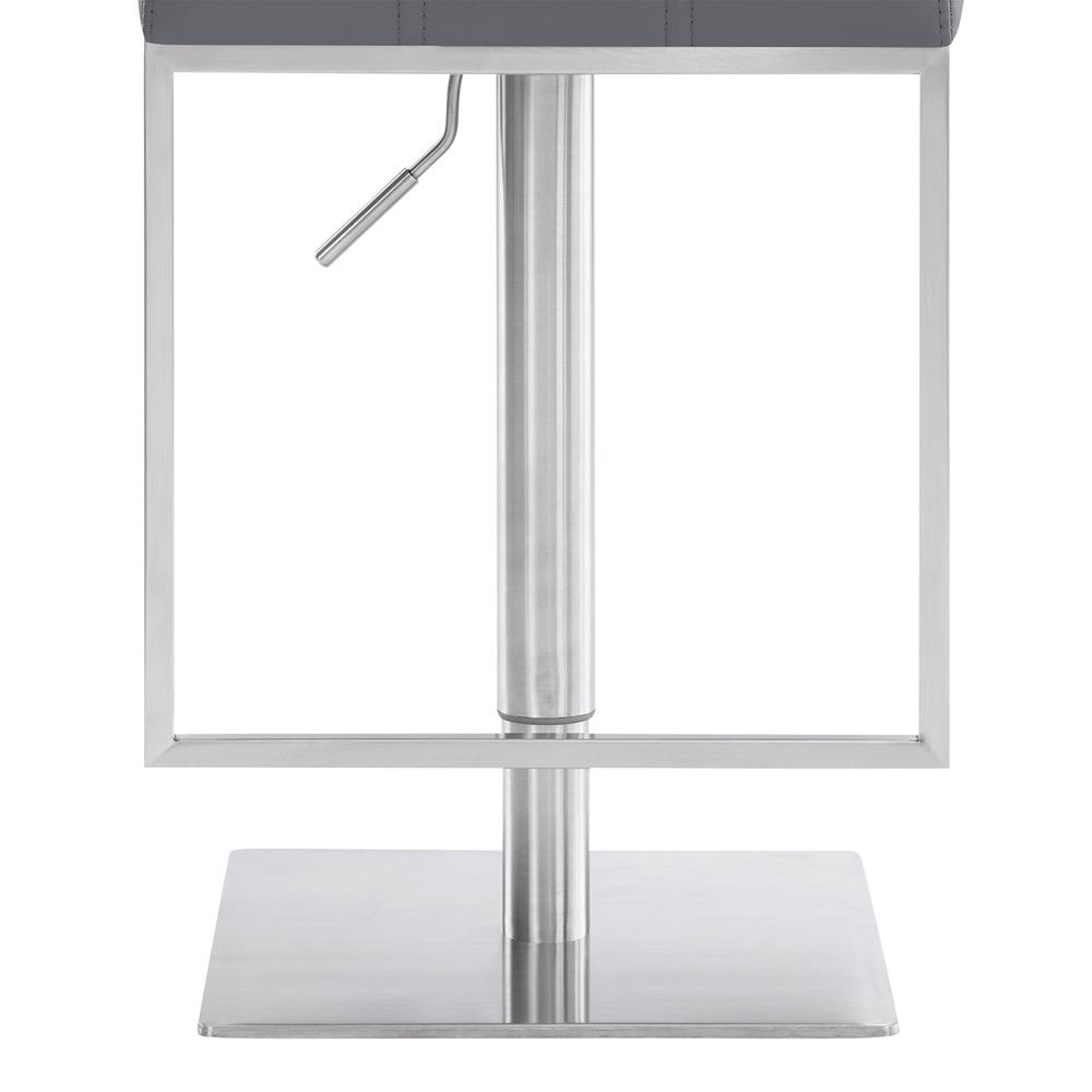 Armen Living - Michele Swivel Adjustable Height Grey Faux Leather and Brushed Stainless Steel Bar Stool - LCMISWBABSGR veiw 6