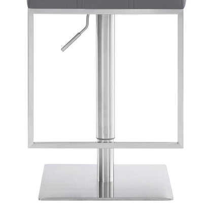 Armen Living - Michele Swivel Adjustable Height Grey Faux Leather and Brushed Stainless Steel Bar Stool - LCMISWBABSGR veiw 6