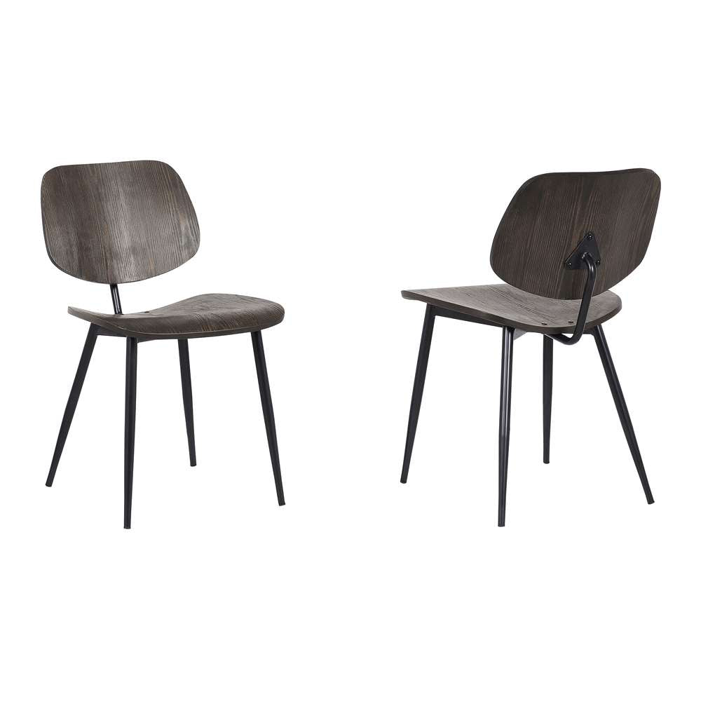 Armen Living - Miki Mid-Century Black and Walnut Wood Dining Accent Chairs (Set of 2) - LCMKSIWA veiw 1