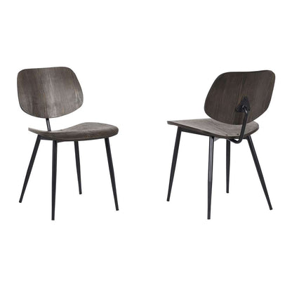 Armen Living - Miki Mid-Century Black and Walnut Wood Dining Accent Chairs (Set of 2) - LCMKSIWA veiw 1