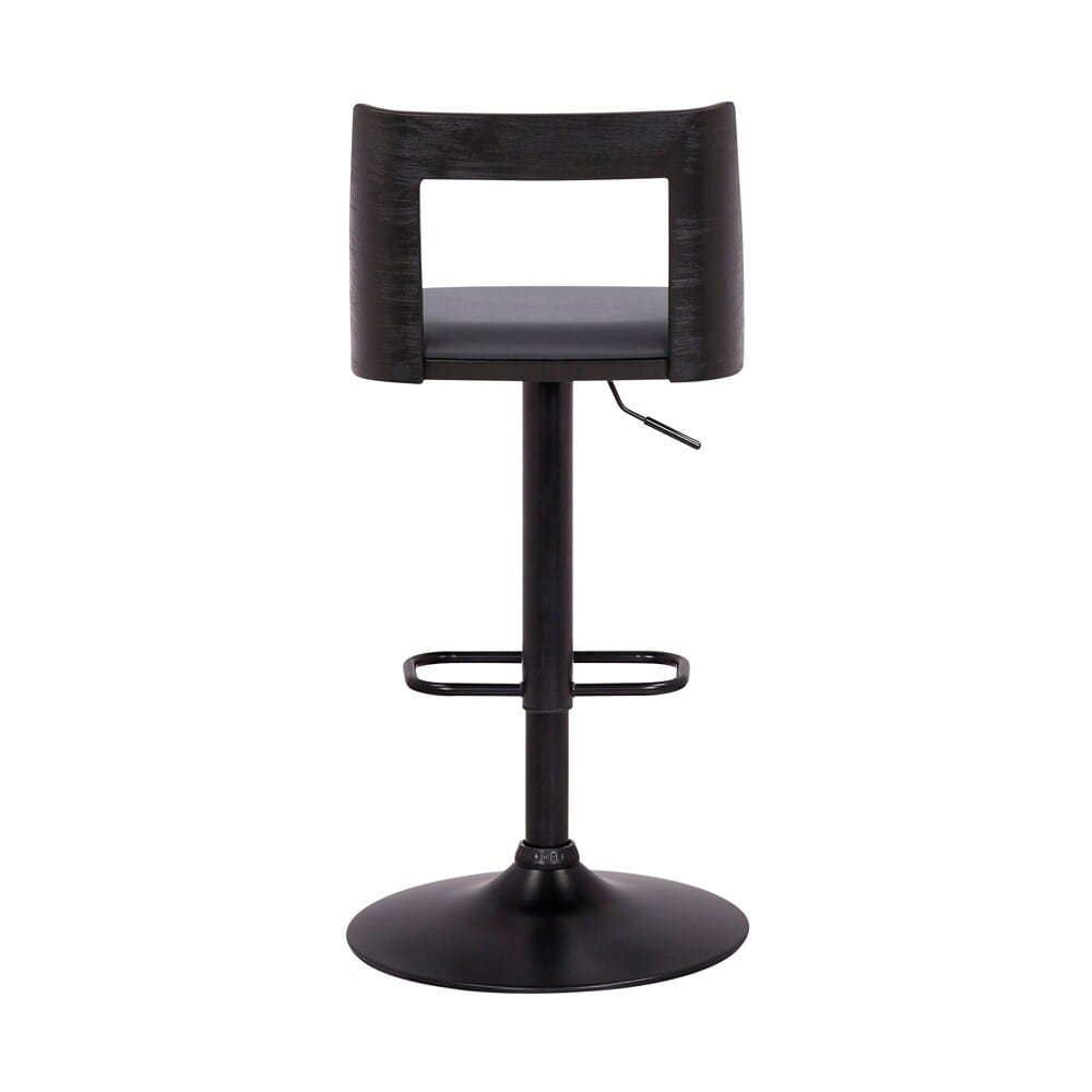 Armen Living - Milan Adjustable Swivel Grey Faux Leather and Black Wood Bar Stool with Black Base - LCMLBABLGR veiw 5
