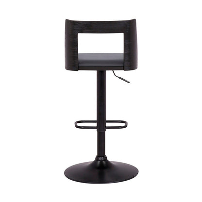 Armen Living - Milan Adjustable Swivel Grey Faux Leather and Black Wood Bar Stool with Black Base - LCMLBABLGR veiw 5
