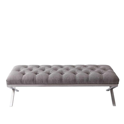 Armen Living - Milo Bench in Brushed Stainless Steel finish with Gray Fabric - LCMIBEGR veiw 2