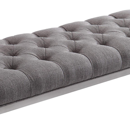 Armen Living - Milo Bench in Brushed Stainless Steel finish with Gray Fabric - LCMIBEGR veiw 3