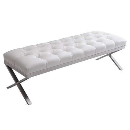 Armen Living - Milo Bench in Brushed Stainless Steel finish with White PU - LCMIBEWH veiw 1