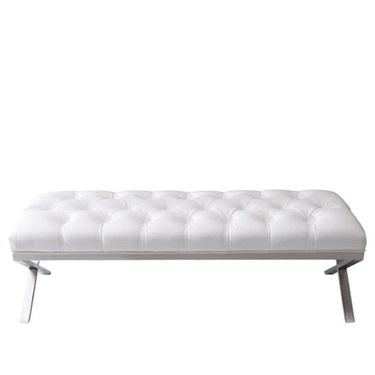 Armen Living - Milo Bench in Brushed Stainless Steel finish with White PU - LCMIBEWH veiw 2