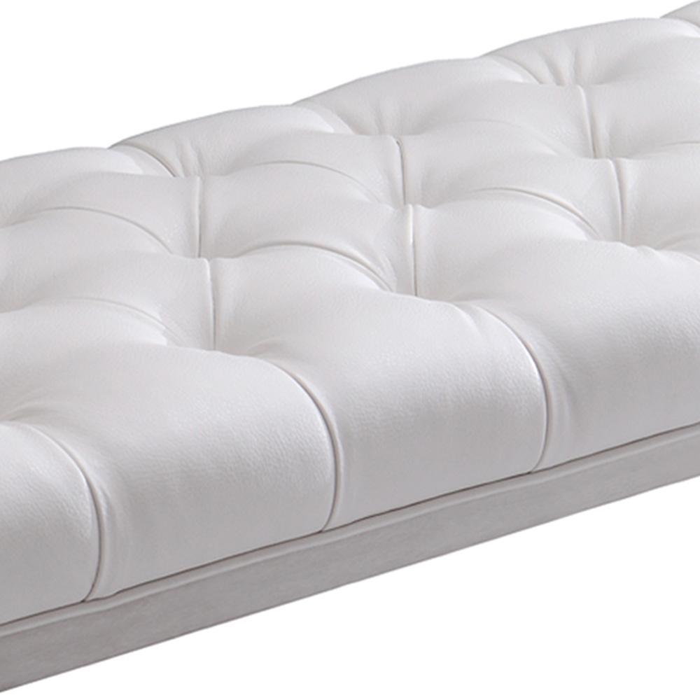 Armen Living - Milo Bench in Brushed Stainless Steel finish with White PU - LCMIBEWH veiw 3